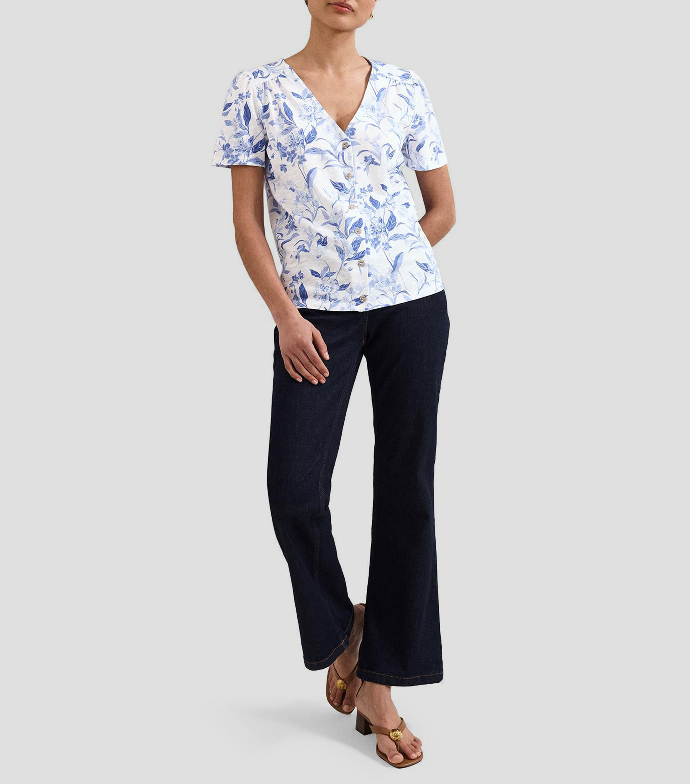 Blusa estampada manga corta Mujer